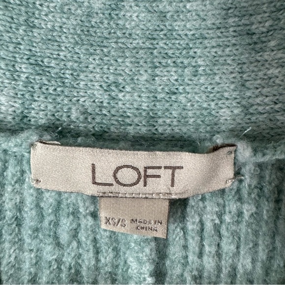 LOFT ribbed knit cozy sweater poncho pale green - Picture 7 of 8